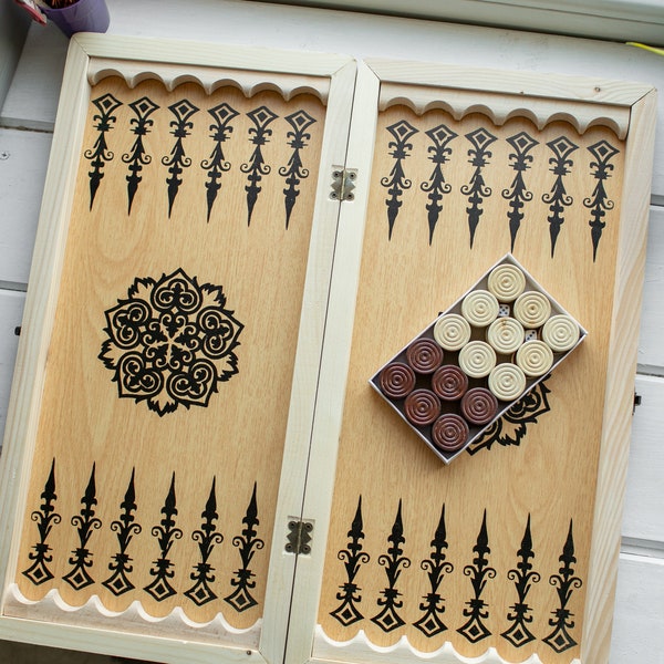 Ensemble de backgammon en bois, jeu de société vintage, backgammon, jeu de société en bois amusant, cadeau de patron pour hommes, cadeau de fête des pères pour grand-père de petits-enfants