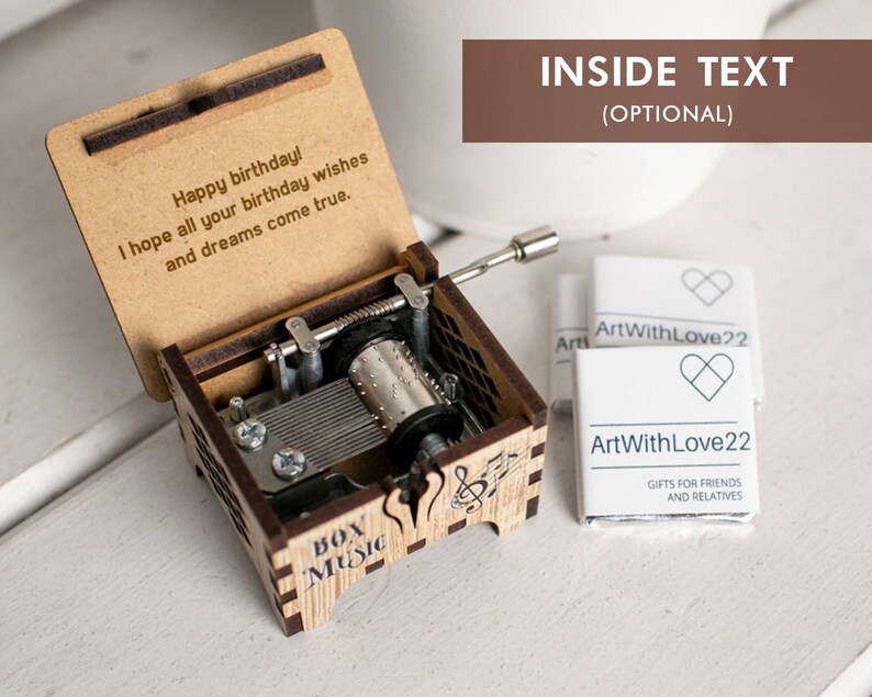 Custom Engrave Music Box Happy Birthday Wooden Music Box Etsy