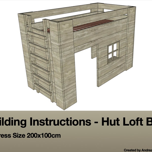 Lit mezzanine cabane - Instructions de montage + dessin 3D