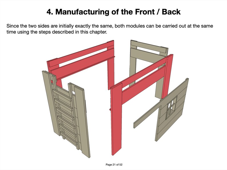 Hut Loft Bed Building Instructions 3D Drawing Etsy Australia