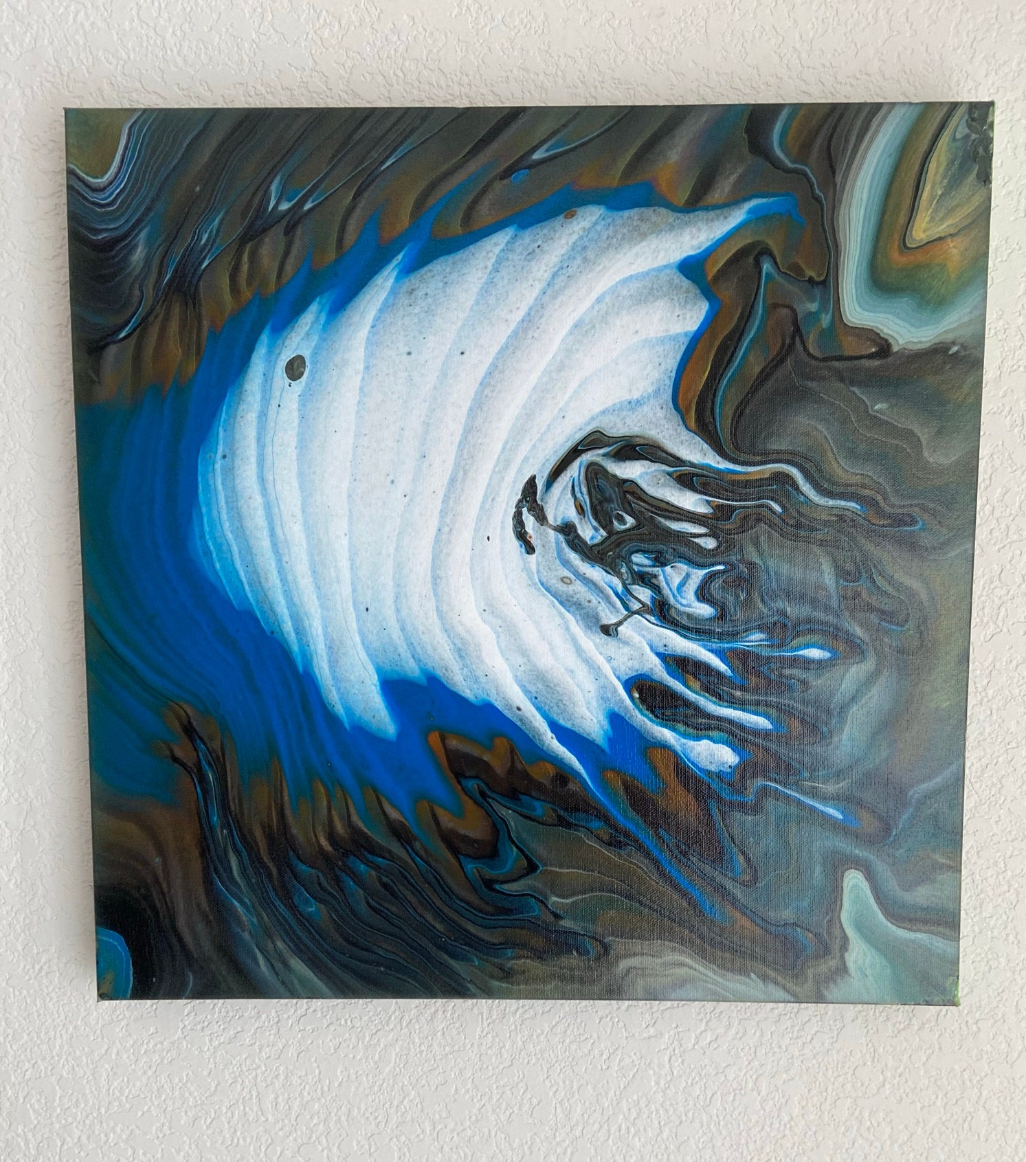 White, Blue, and Green Ocean Inspired Painting Abstract Fluid Acrylic ...