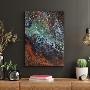 Abstract Orange, & Black Multi Colored Painting| Dutch Pour Inspired| Abstract Acrylic Painting| Stretched Canvas| Dutch Pour| 50% OFF SALE!