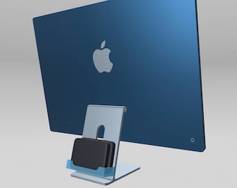 24" iMac (2021) Dual Hard Disk Mount (Blau Transparent)