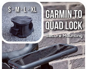 Adaptateur Garmin Edge vers Quadlock avec « Secure Mounting System » (S-M-L-XL) - Montez votre étui Quadlock sur un support vélo Garmin