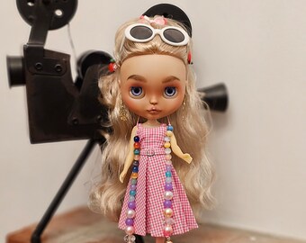 Blythe doll custom, Margot doll, Ooak, art doll, collectible doll, clothes for Blythe doll, gift for her, blond hair doll, movie star