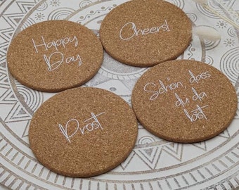 Coaster made of cork, cork coaster, glass coaster Set of 4 neutral Father's Day