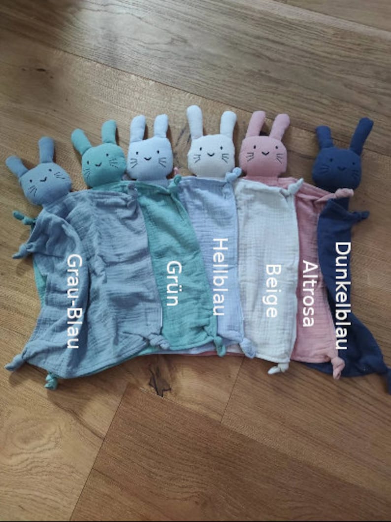 Schnuffeltuch, Schmusetuch, Musselintuch, Hase, Hasi personalisiert, Geschenk, Geburtsgeschenk, Baby, Newborn, Babyparty Babyshower, Geburt grau-blau