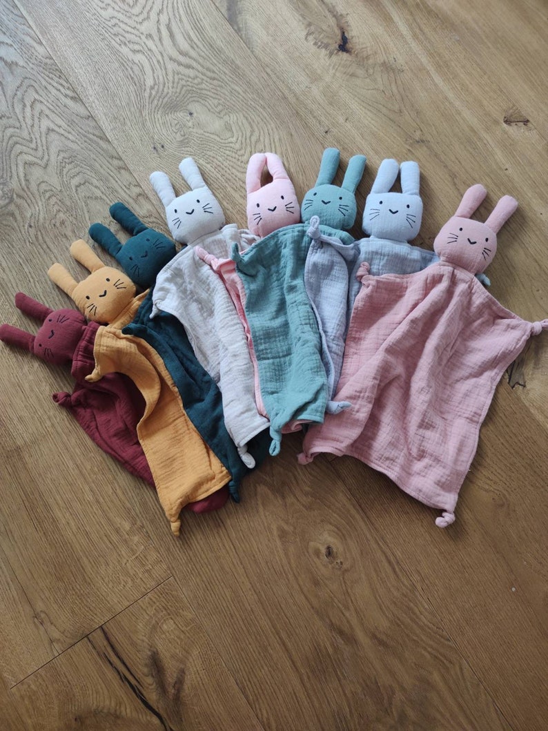 Schnuffeltuch, Schmusetuch, Musselintuch, Hase, Hasi personalisiert, Geschenk, Geburtsgeschenk, Baby, Newborn, Babyparty Babyshower, Geburt Bild 4