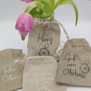 Ostersäckchen Geschenkbeutel Osternest Osterhase Hase Ostern Ostergeschenk Geburt Baby Geburtstag Jute Baumwolle
