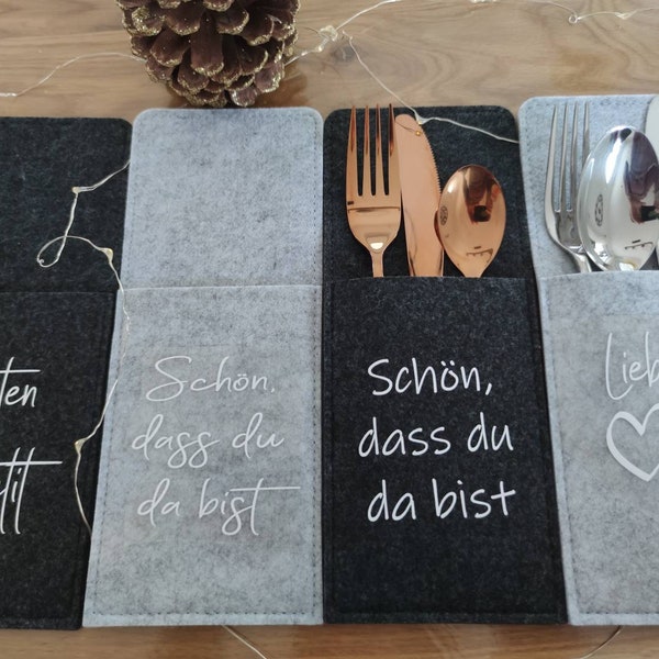 Bestecktasche Besteckhalter Lieblingsgast Muttertag Geburtstag Tischdeko Advent Weihnachten  Personalisiert Geschenkidee Wichteln