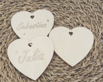 Heart Table Decoration Place Card Name Card Heart Name Name Heart Gift Tag Wood