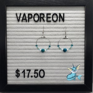 Beaded Vaporeon Hoop Earrings