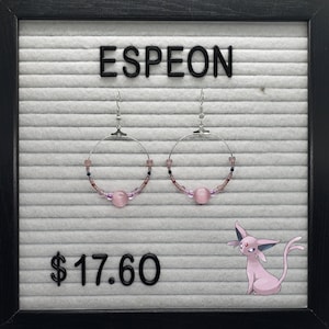Beaded Espeon Hoop Earrings
