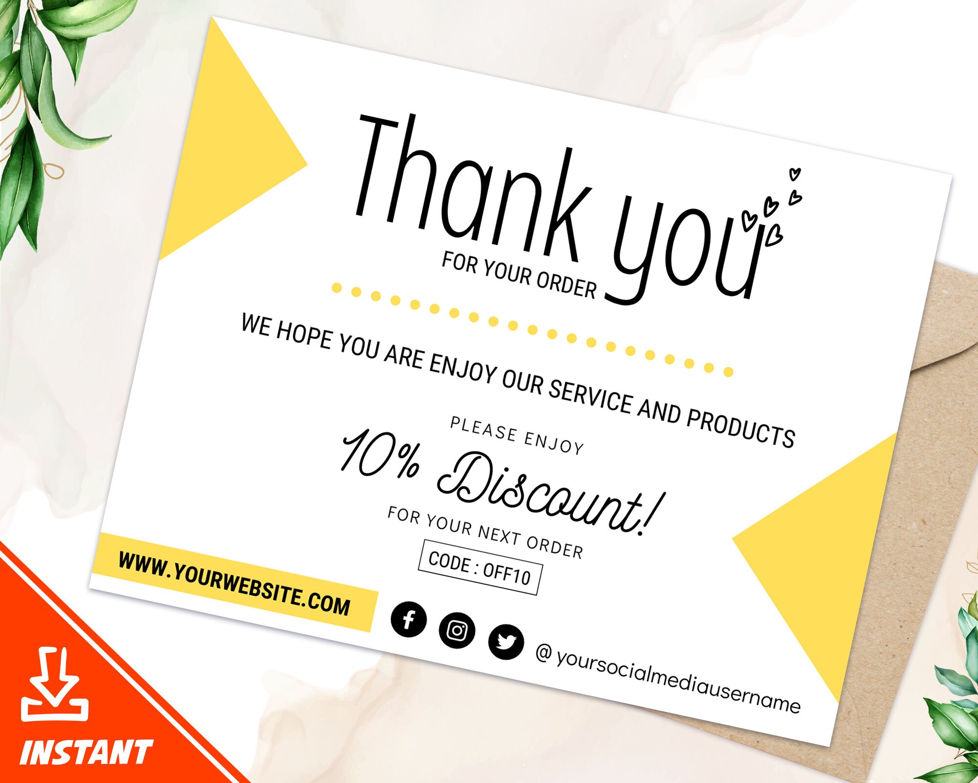 Business Thank You Card Design Appreciate Buyer Message Etsy