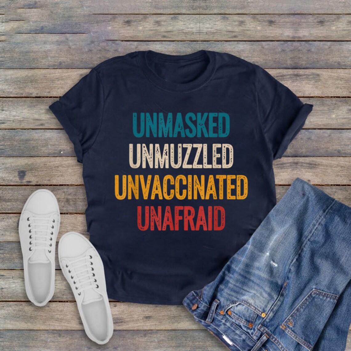 Unmasked Unmuzzled Unvaccinated Unafraid Shirt Anti Mask | Etsy