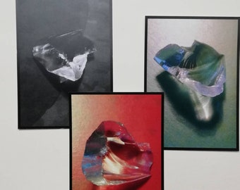 3 photo postcards “Glass splinters”