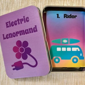 Electric Lenormand Cards Deck with Matching Tin Box | Cute Lenormand Deck
