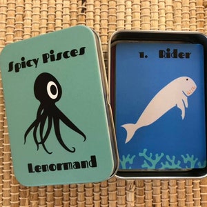 Spicy Pisces Cute Lenormand Deck w/Matching Tin Box - Tropical Lenormand Cards