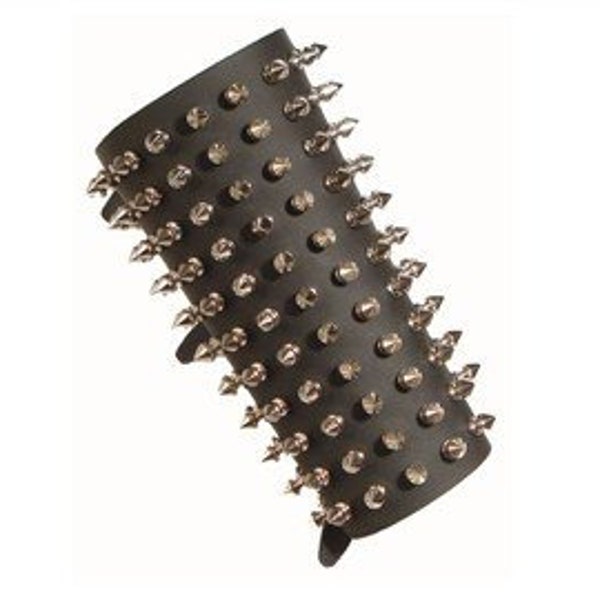 Stud Armband 11 Reihe SPIKE Ohrstecker auf Lederarmband mit Metall Nieten