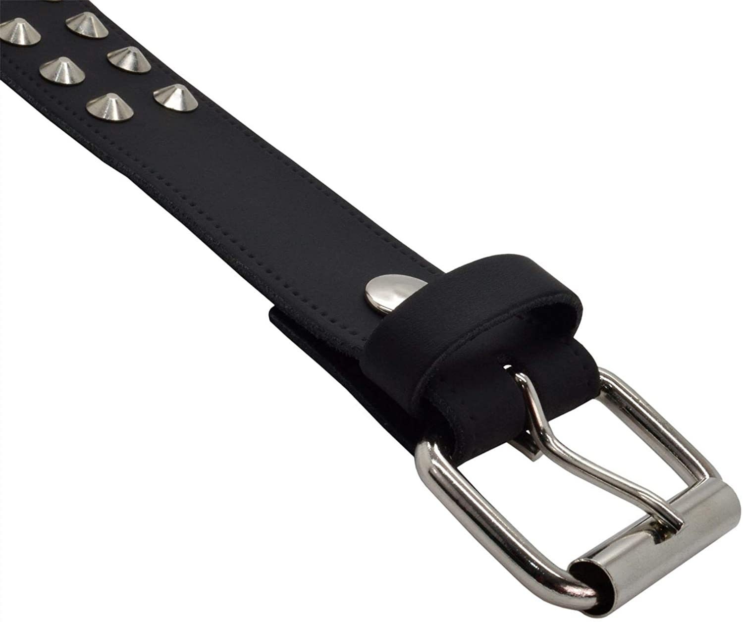 Stud Leather Belt With Cone Studs 2 Rows of Studs on Leather Etsy