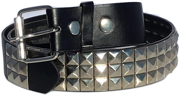 Stud Belt in Real Leather With 3 Rows of Pyramid Studs 51mm - Etsy UK