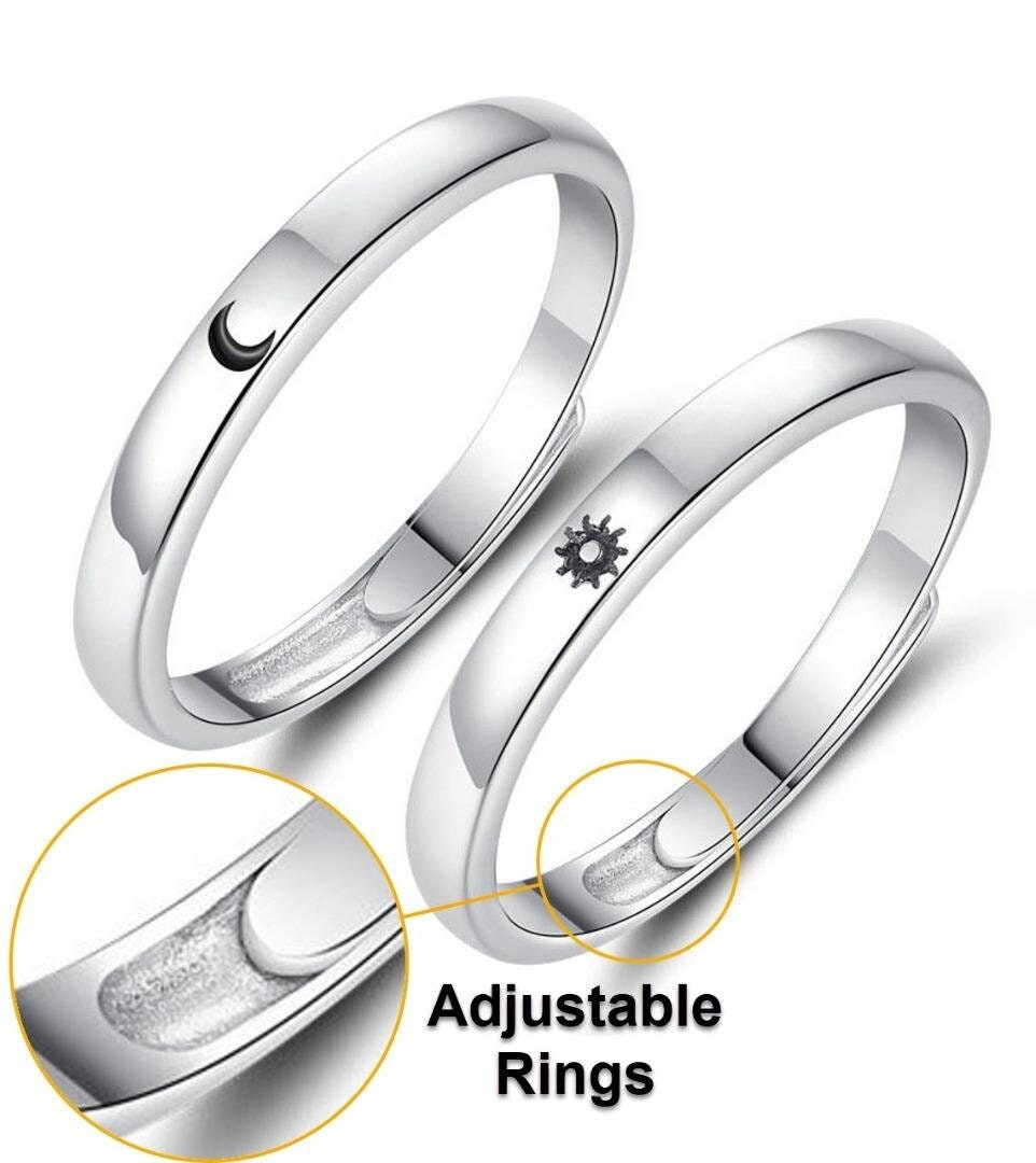 Buy Nilu's Collection Sterling Silver Metal Adjustable Couple Ring for Men  and Women (Set of 2) Online at Best Prices in India - JioMart.