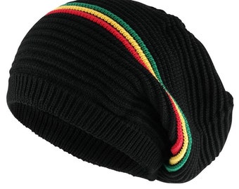 Crazy Lizard Rasta Hat For Dreadlocks. Bob Marley Mens Hats.RH63 Dreadlock Tam Ribbed Beanie Hat. Jamaican Tam Hats For Men And Women.