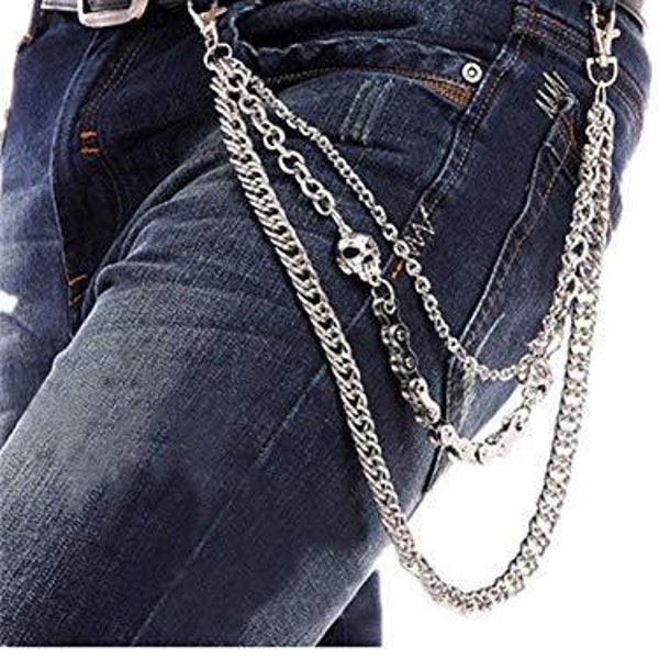 Keychain for Men or Women. Hanging Chain Keyring for Fashion, Biker Wallet Alloy Chain Punk Hip-hop Style