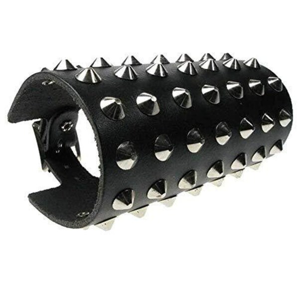 7r Conical W/b Leather Wristband With Studs Made In The Uk Quality Durable Leather.(lg-mxk-wb-7-row-cone-wb6)