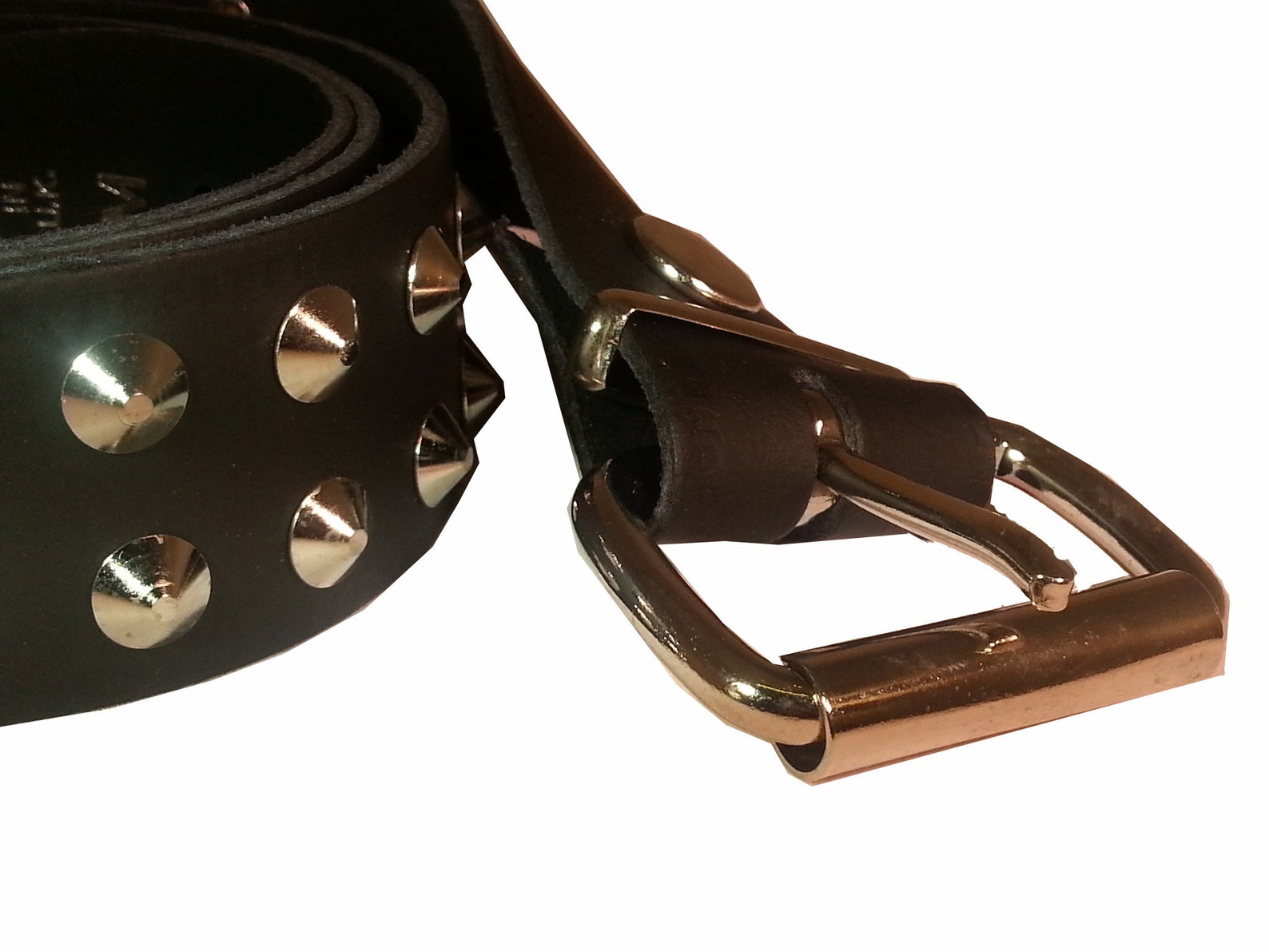 Stud Leather Belt With Cone Studs 2 Rows of Studs on Leather Etsy