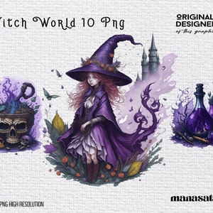 Witch Clip Art Png | Magic Clip Art | Wiccan Clipart | Straight & Tapered Tumbler Wrap Png | Instant Digital Download Png | Gothic Clipart
