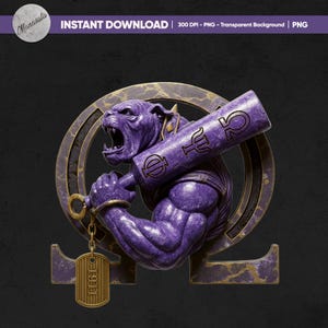 Omega Psi Phi Bulldog PNG Greek Fraternity Digital Art Instant Download