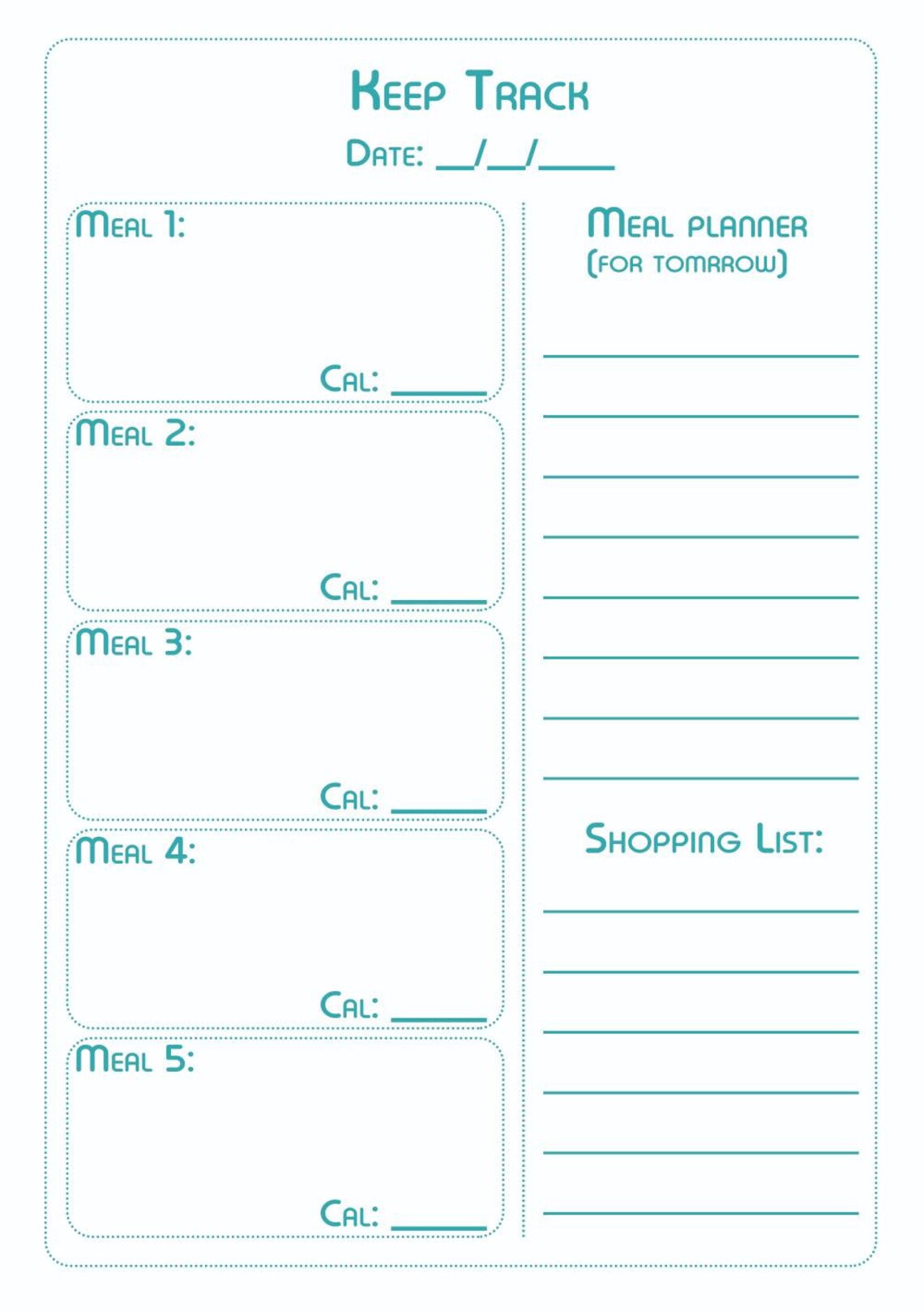 Keep track of your diet/eating habits printable | Etsy