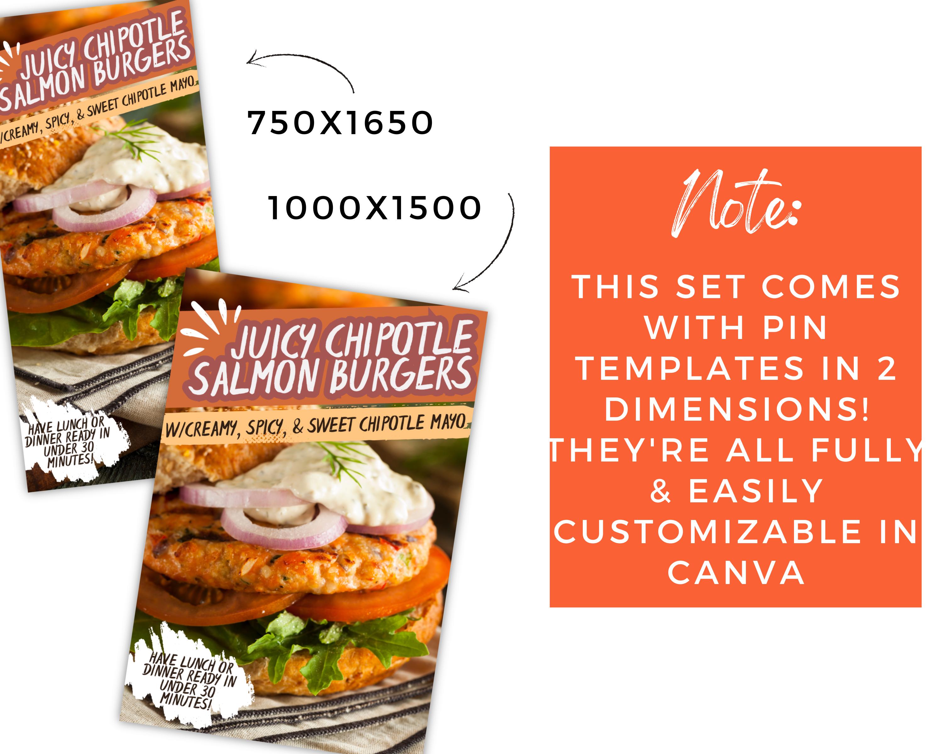 Food Blooger Pinterest Pin Templates Canva Pinterest Templates