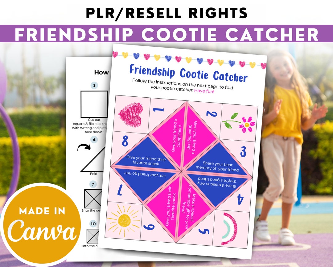 Editable PLR Friendship Cootie Catcher Printable Printable Activity for Editable PLR Friendship Cootie Catcher Printable Printable Activity for