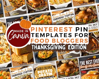Fall Pinterest Templates, 2026 Thanksgiving Food Pinterest Pin Templates, Pinterest Templates Canva, Canva Templates (Digital Download)