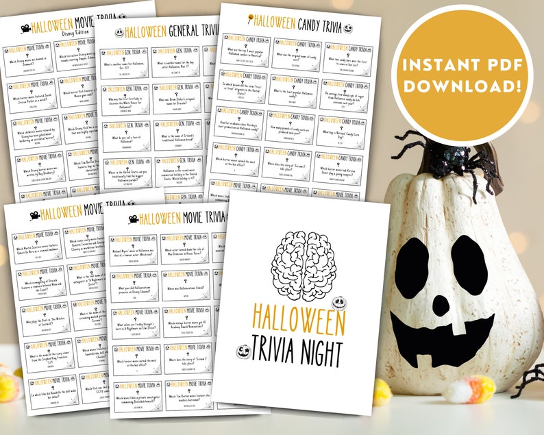 PLR Halloween Trivia-spelpaket utskrivbar mall | Halloween utskrivbar mall för bloggare | Rolig Halloween-spel för vuxna utskrivbar mall bild 2