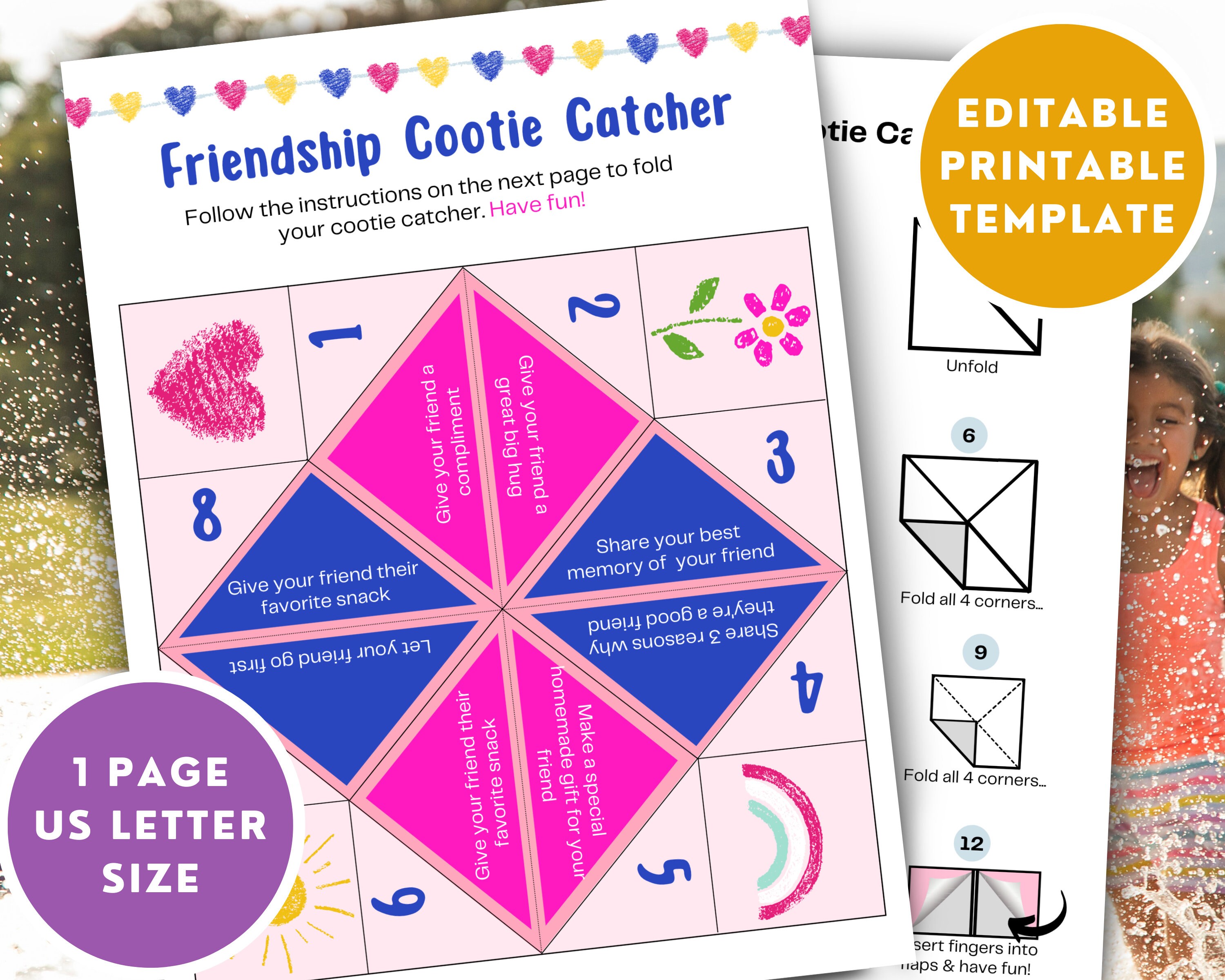Editable PLR Friendship Cootie Catcher Printable Printable Activity for Editable PLR Friendship Cootie Catcher Printable Printable Activity for
