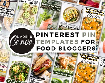 Food Bloggers Pinterest Templates | Canva Template | Food Blogger Pinterest Pins | Food Blogger Pin Templates | Customizable Pin Templates