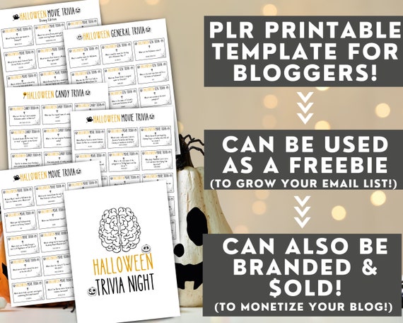 PLR Halloween Trivia Game Pack Printable Template | Halloween Printable Template For Bloggers | Fun Adult Halloween Game Printable template