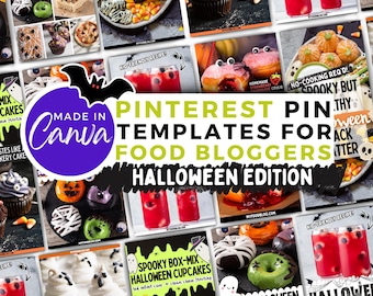 Fall Pinterest Templates, 2026 Halloween Food Pinterest Pin Templates, Halloween Pinterest Templates, Canva Recipe Pins (Digital Download)