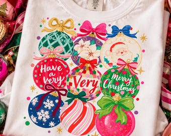 Christmas Ornaments PNG, Have a Very Merry Christmas, Girly Christmas PNG, Hand Drawn Christmas Ornaments, Digital Download