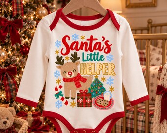 Santa's Little Helper Shirt PNG, Vintage Santa PNG, Vintage Santa Clipart, Kids Baby Christmas Shirt Sublimation Design, Digital Download