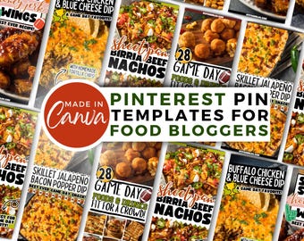 スーパーボウルのPinterestフードブログピンテンプレート（Canvaで編集可能） | 試合当日のフードCanva Pinterestテンプレート | 編集可能なPinterestピンテンプレート