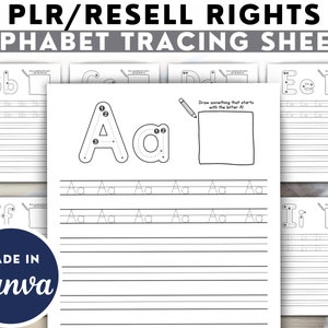 Printable PLR Alphabet Tracing Sheet Pack | Commercial Use Worksheets A-Z | ABC Tracing Sheets | Handwriting Practice |ABC Tracing Printable