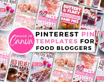 Valentine's Day Pinterest Pin Templates | Canva Pinterest Templates | Editable Pinterest Pin Templates | Pins For Food Blog | Food Pins