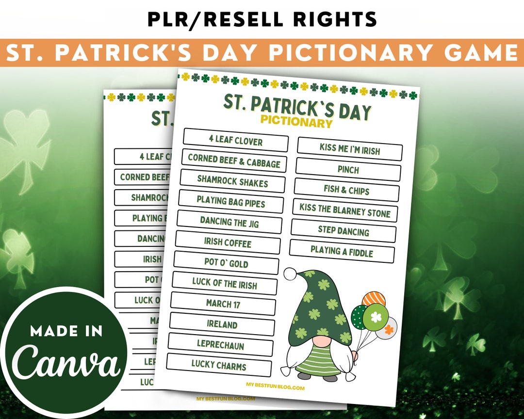 pictionary words for st patricks day