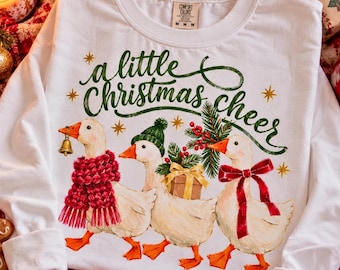 Cozy Vintage Christmas Goose PNG, Merry Goosemas Christmas Goose Clipart, Vintage Christmas PNG, Cozy Holiday Clipart, Digital Download
