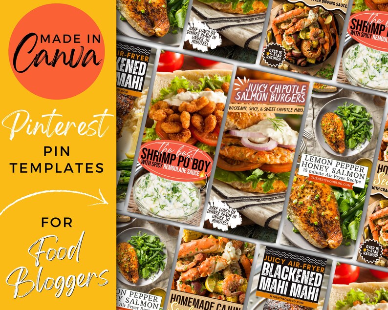 Food Blooger Pinterest Pin Templates Canva Pinterest Templates