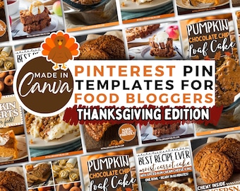 Thanksgiving Pinterest Templates, 2026 Thanksgiving Dessert Pinterest Templates, Pinterest Templates Canva, Food Blogger (Digital Download)